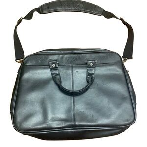 Kenneth Cole Reaction Black Leather Laptop Briefcase Shoulder Strap W/scratches